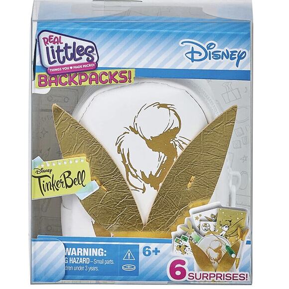 Real Littles Disney Tinker Bell BACKPACK White & Gold Bag + 6 Surprise Gifts NEW - Picture 1 of 9